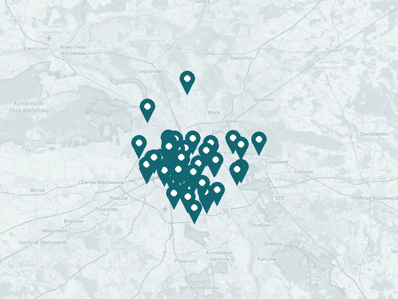 Mapa: kliniki medycyny estetycznej w Warszawie